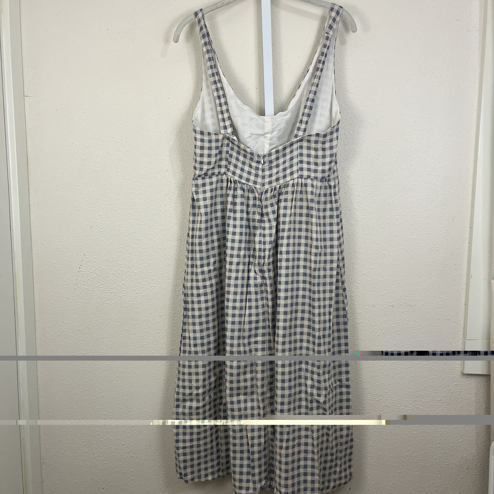 WeWoreWhat Blue Gingham Linen Blend Midi Sundress Large