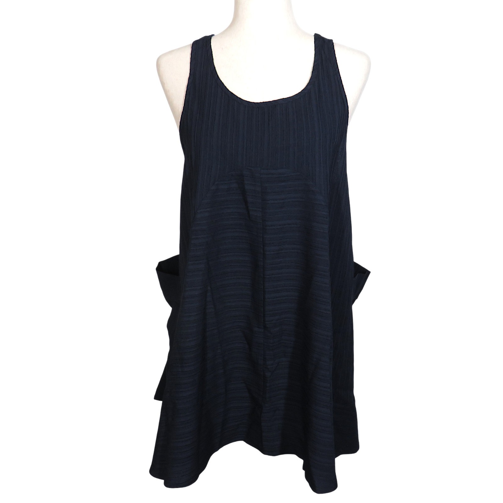 Halara Navy Textured Side Pocket Sleeveless Flowy Tunic Mini Dress Size Small