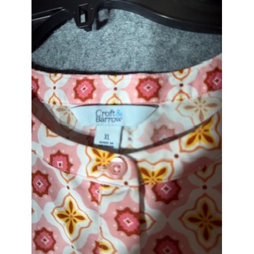 Croft & Barrow Womens XL Pink Orange Geometric Medallion Sleeveless Shift Dress