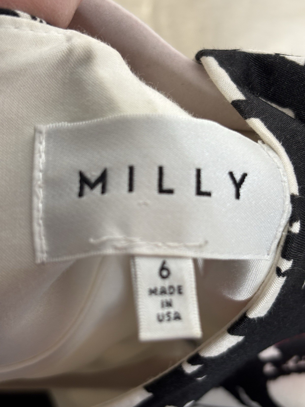 Milly Black White Pink Abstract Print Dress Size 6