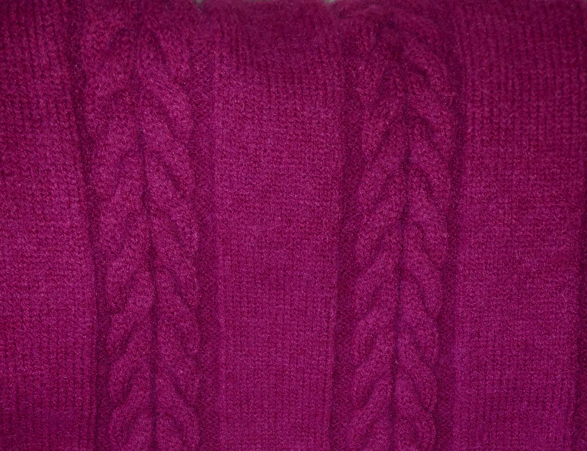 COZY! OVERSIZED PURPLE CABLE KNIT WOOL BLEND CHUNKY LONG DRESS SWEATER