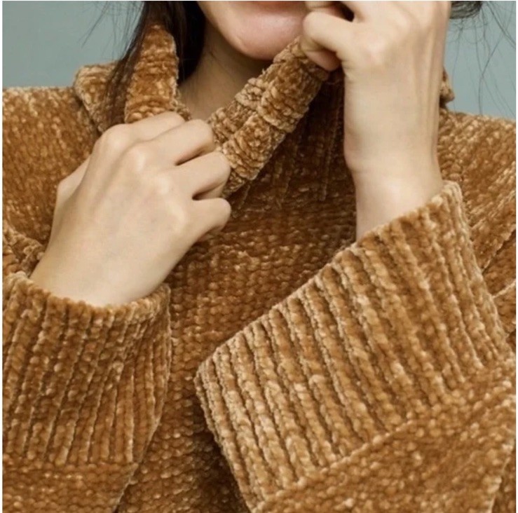 Moth chenille camel turtleneck extra long sweater dress length-Sz XS-A36