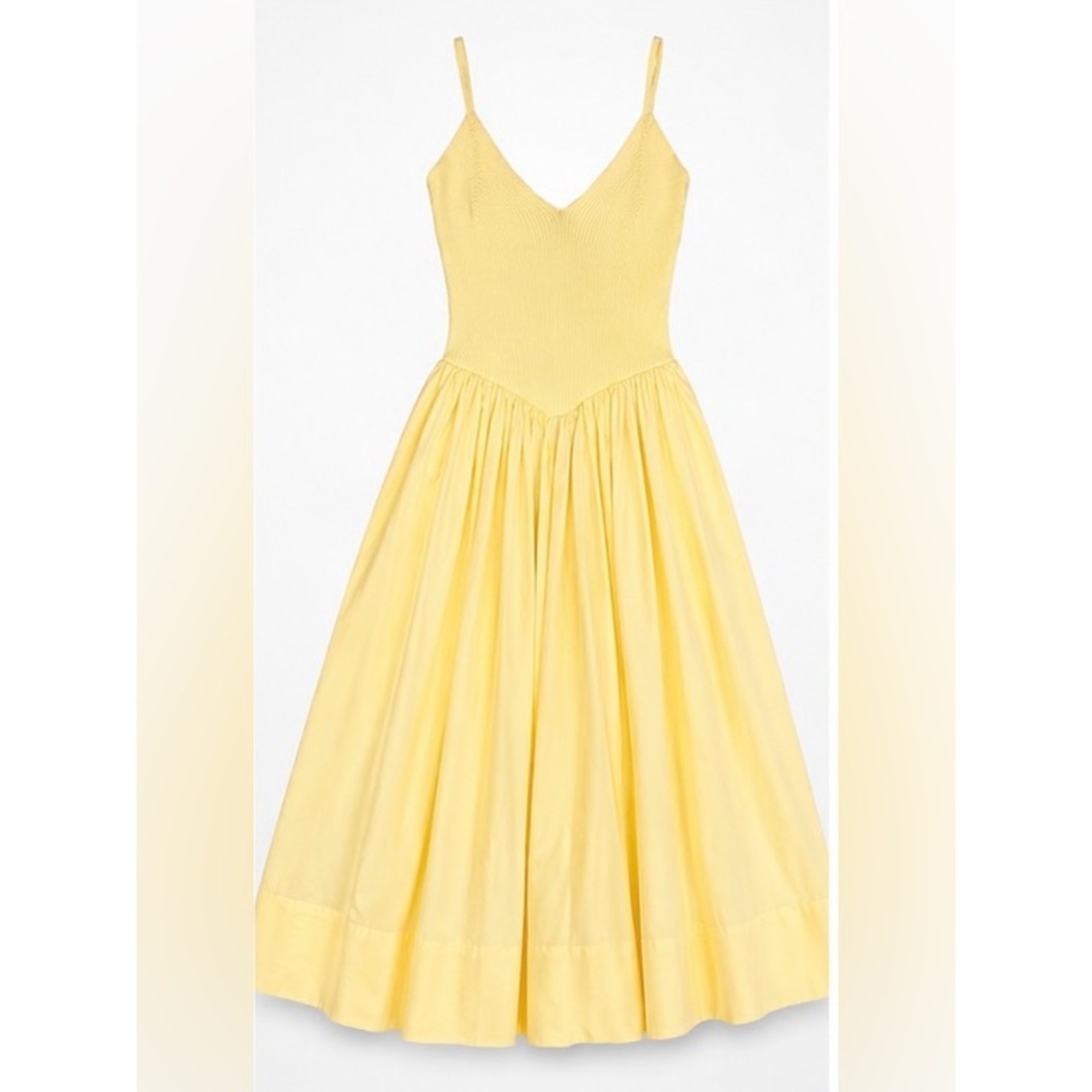 Torn by Ronny Kobo Monica Dress Lemon Butter Knit Poplin Midi Dress NWT Size M