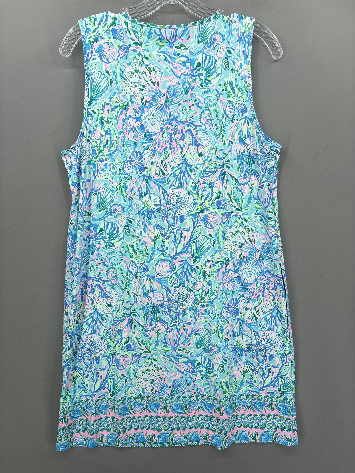 Lilly Pulitzer Dress Medium Blue Green Sea Life Shift Tank Keyhole Johana Preppy