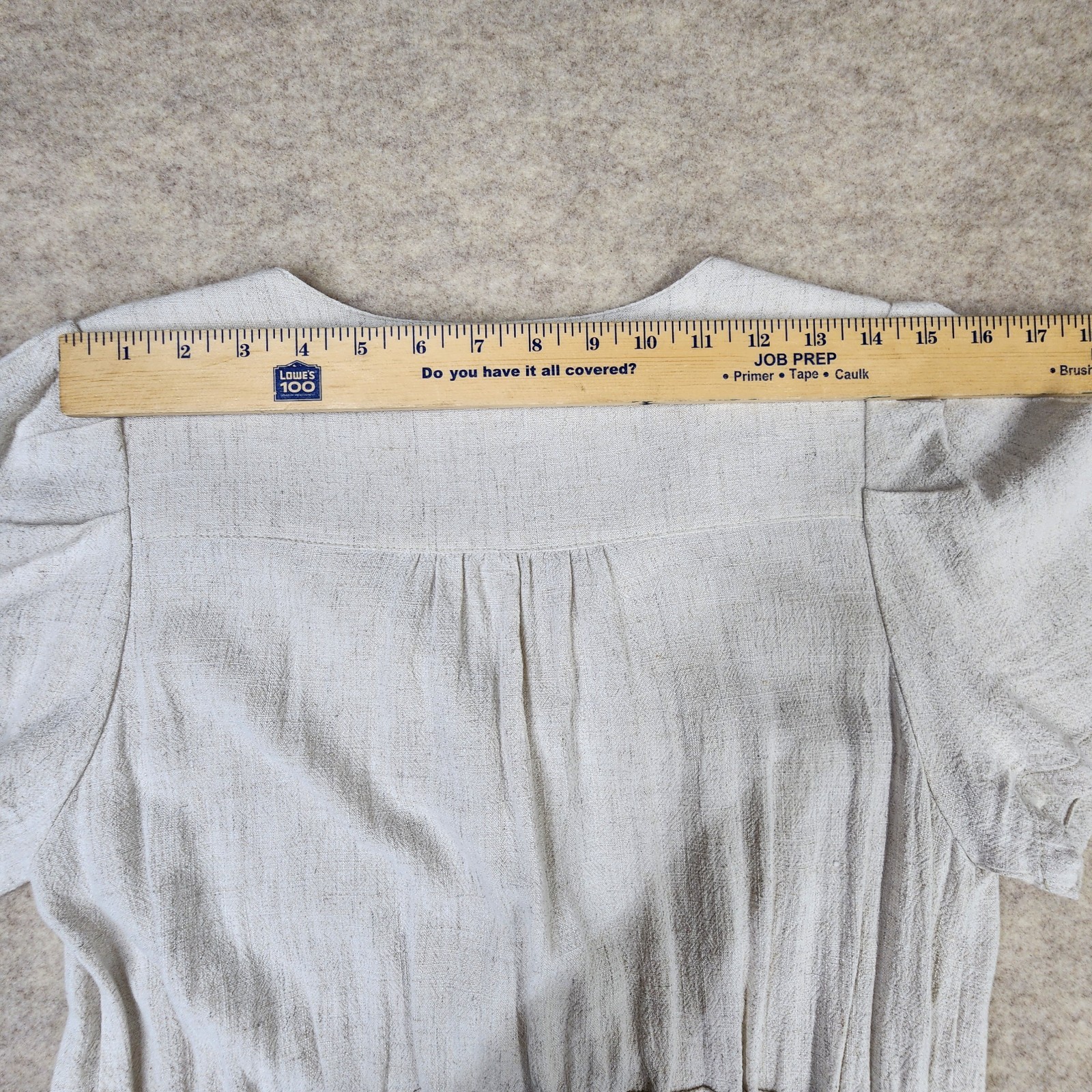 Roolee Maxi Dress Ivory Linen Blend Women L Button Front Cottagecore