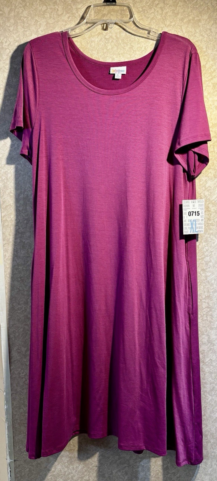 LuLaRoe Jessie Dress Solid RaspBerry XL New with Tags Pockets