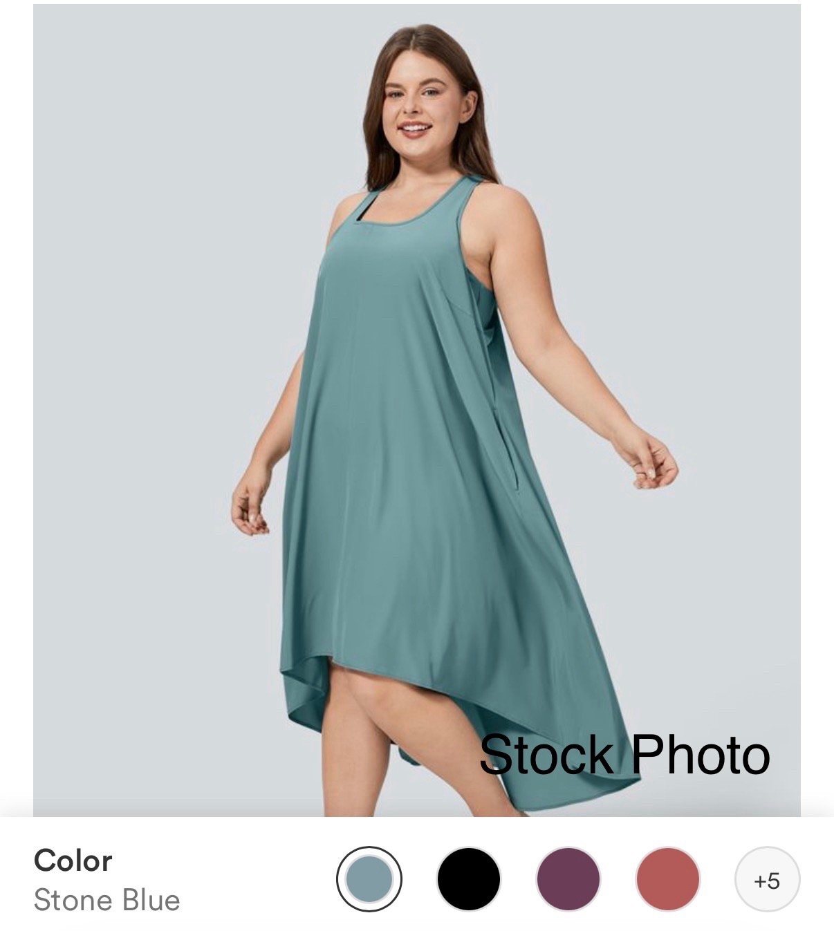 Halara Breezeful Racerback High Low Flowy Midi Dress Stone Blue, Flamingo, White