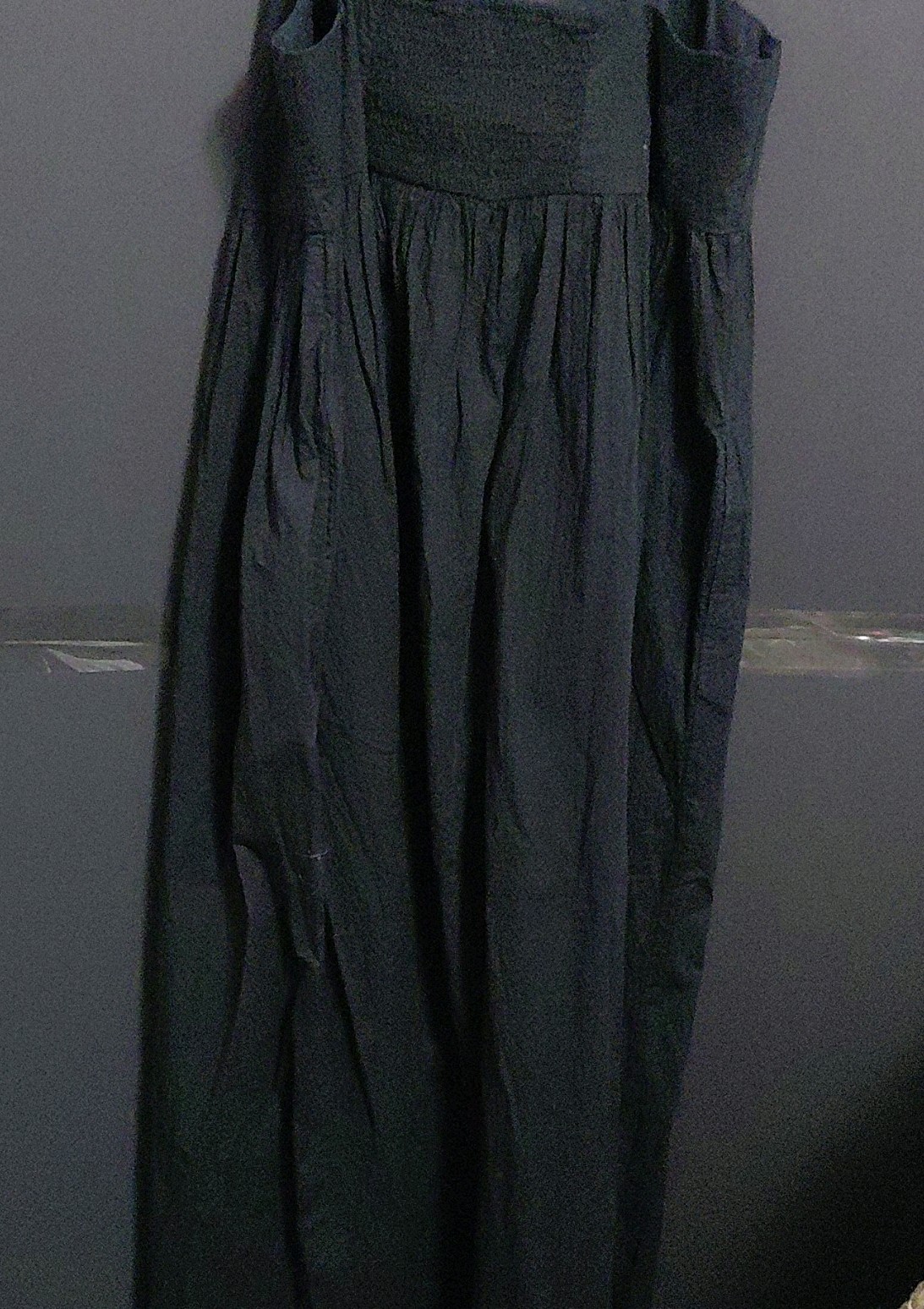 New Day Black Solid V-Neck Spaghetti Strap Maxi Sundress Long Size M