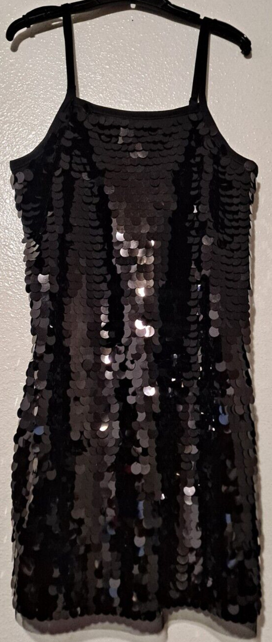 NWT SCOOP Black Circle Sequin Paillette Party Slip Dress Size Large (L) 12/14