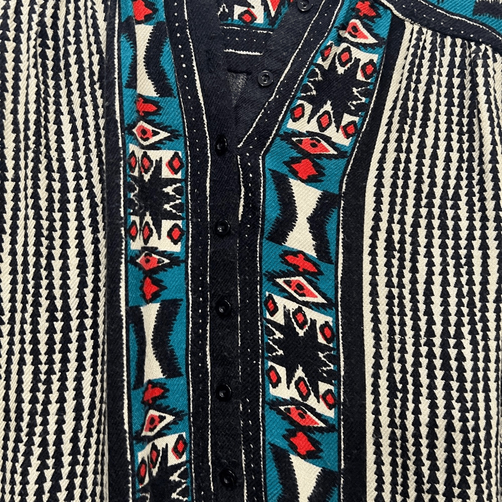 Free People Multicolor Bow and Arrow Boho Henley Dress Size XS $128