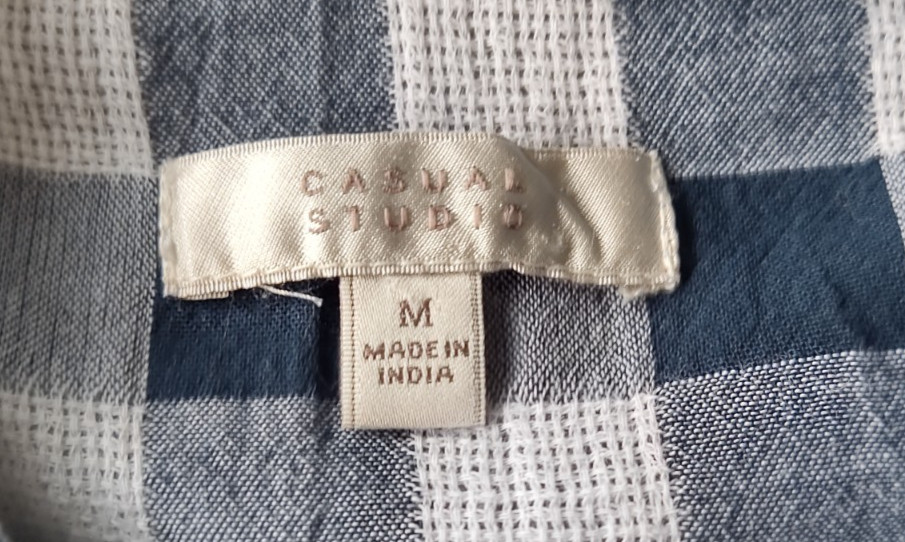 Casual Studio Button Up Top Medium M Gingham Check Plaid Sleeveless Shirt