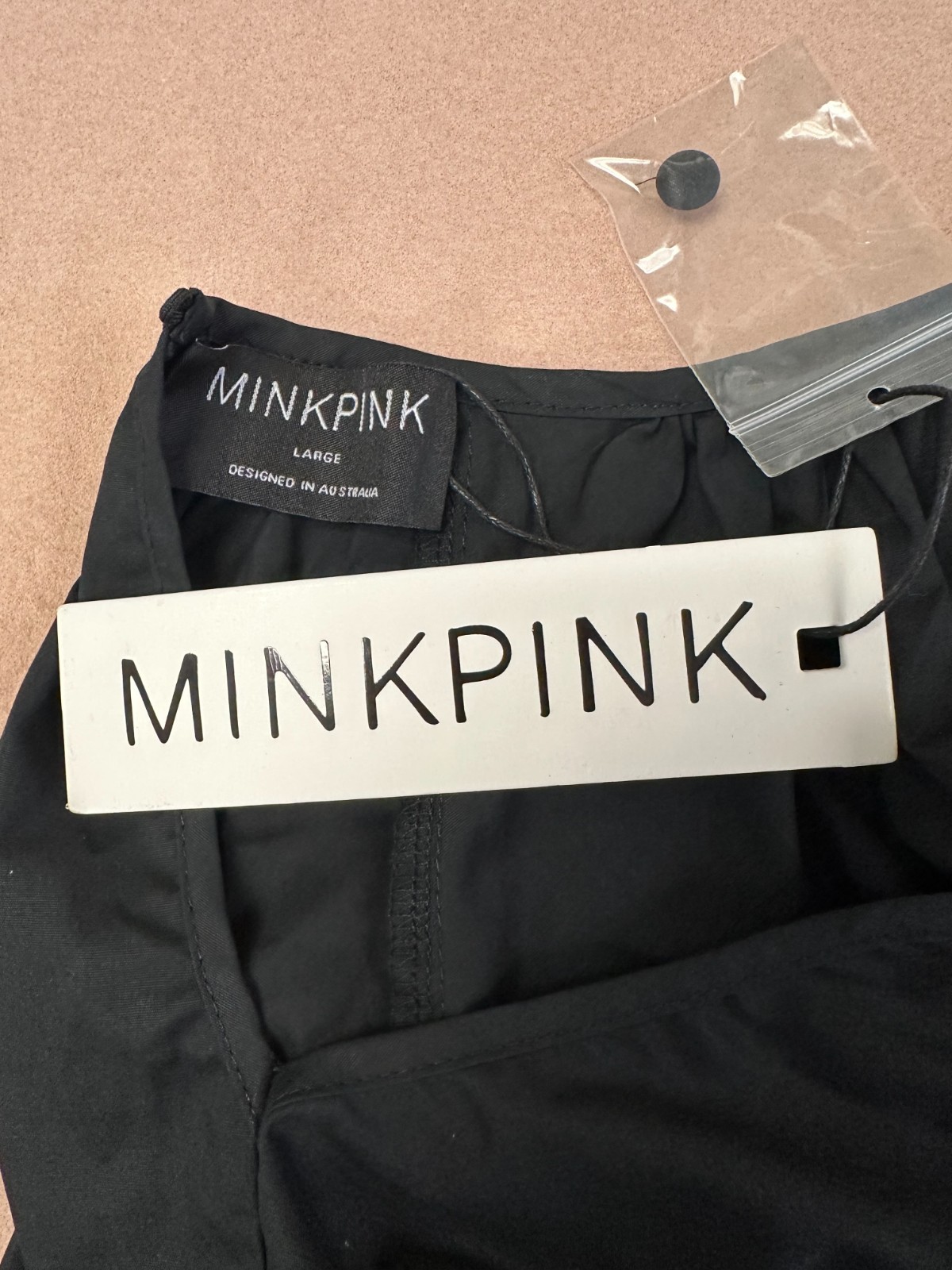 NWT Minkpink Designed in Australia Cutout Midi Black Cotton Dress L