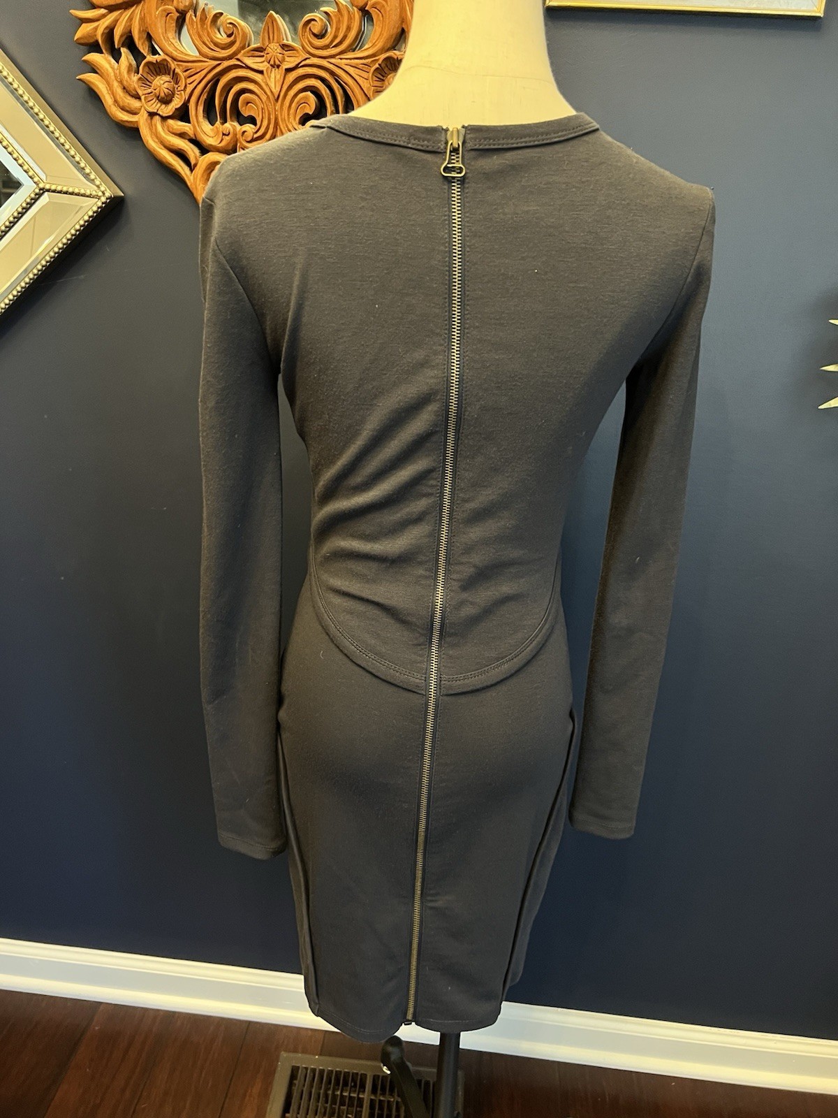 T By Alexander Wang BLACK STRETCH LONG SLEEVE POCKET MINI DRESS Small