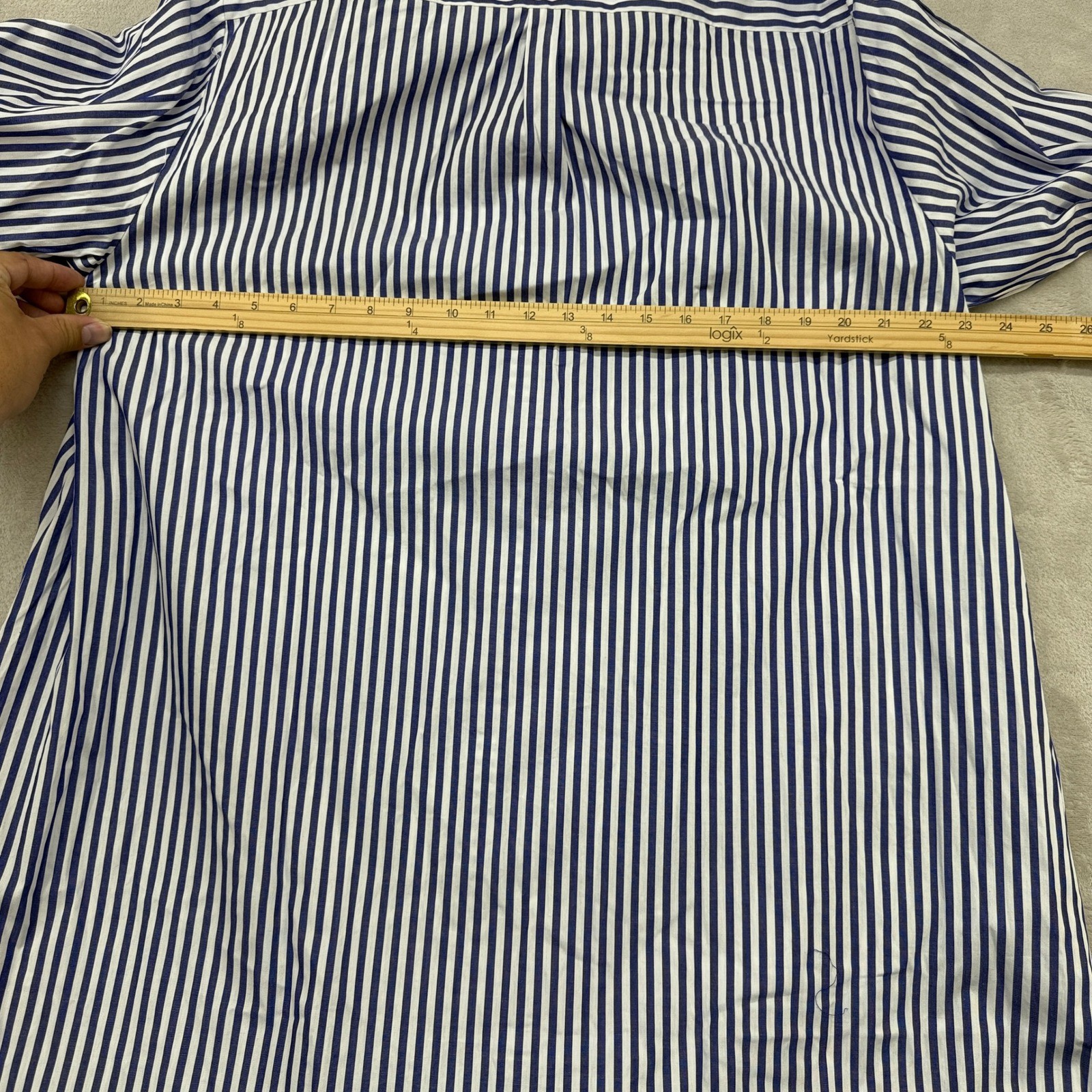 Shirty Australia Sybil Longline Shirt Dress Women XL Navy Stripe Preppy Hamptons