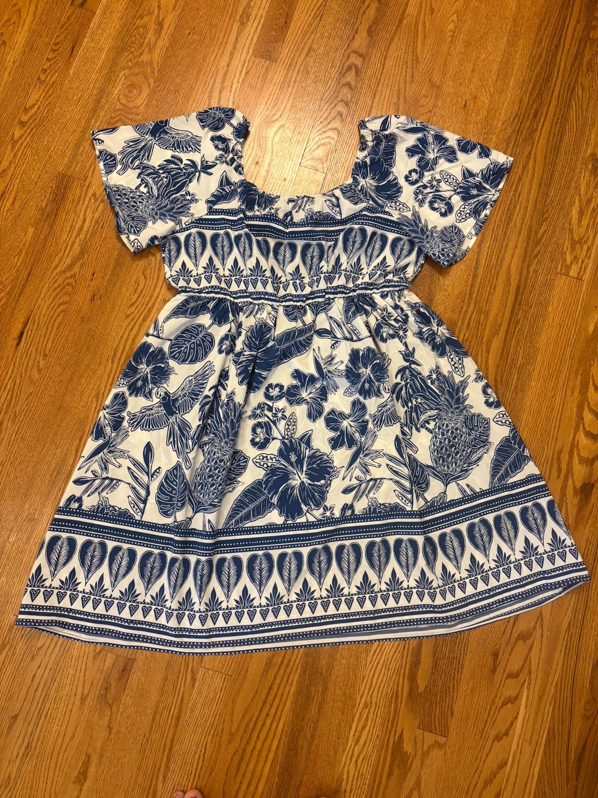NWT BloomChic Tropical Hawaiian Mini Dress Plus Size 18/20 Puff Sleeve Resort