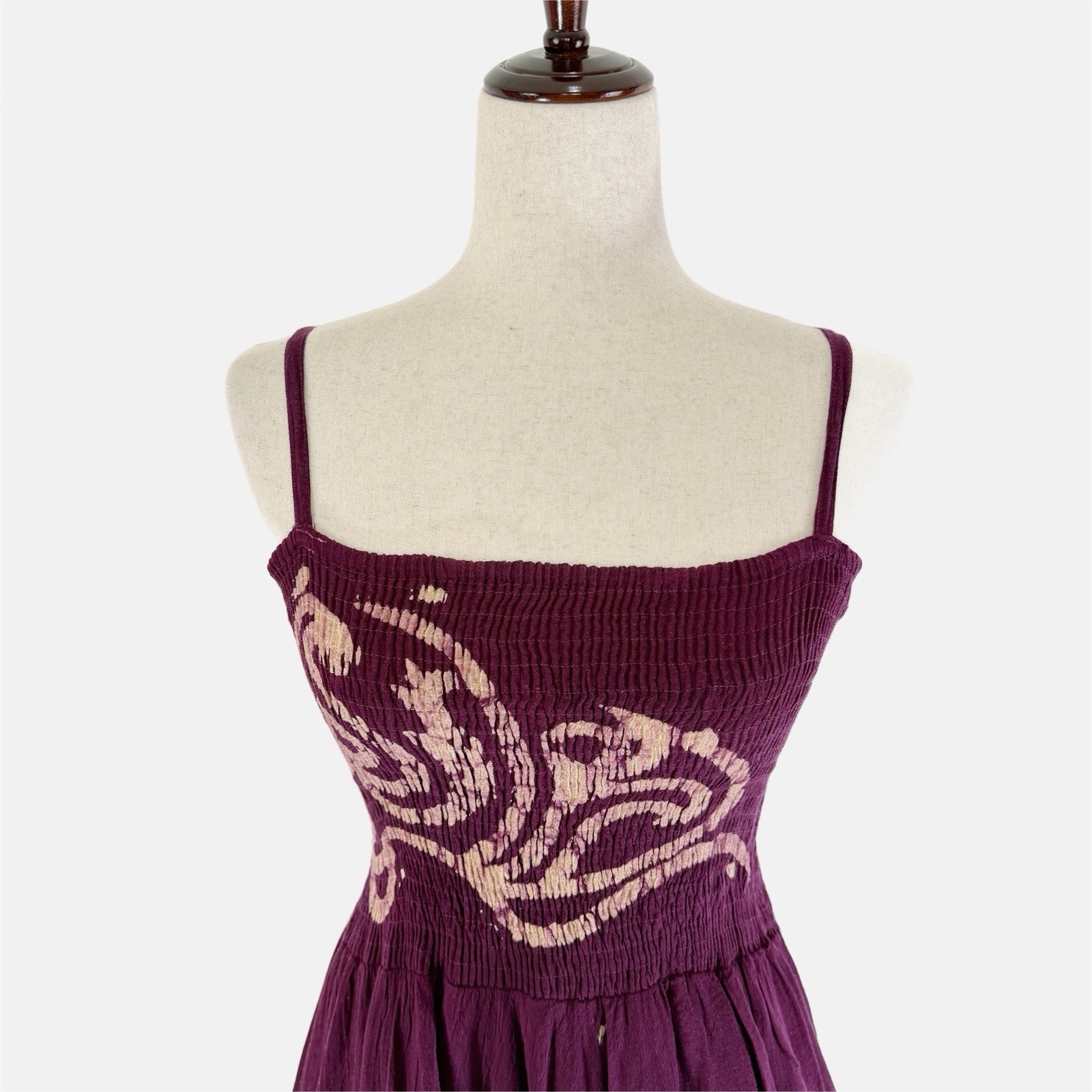 Advance Apparels Dress Womens One Size Burgundy Smocked Tiered Artsy Festival