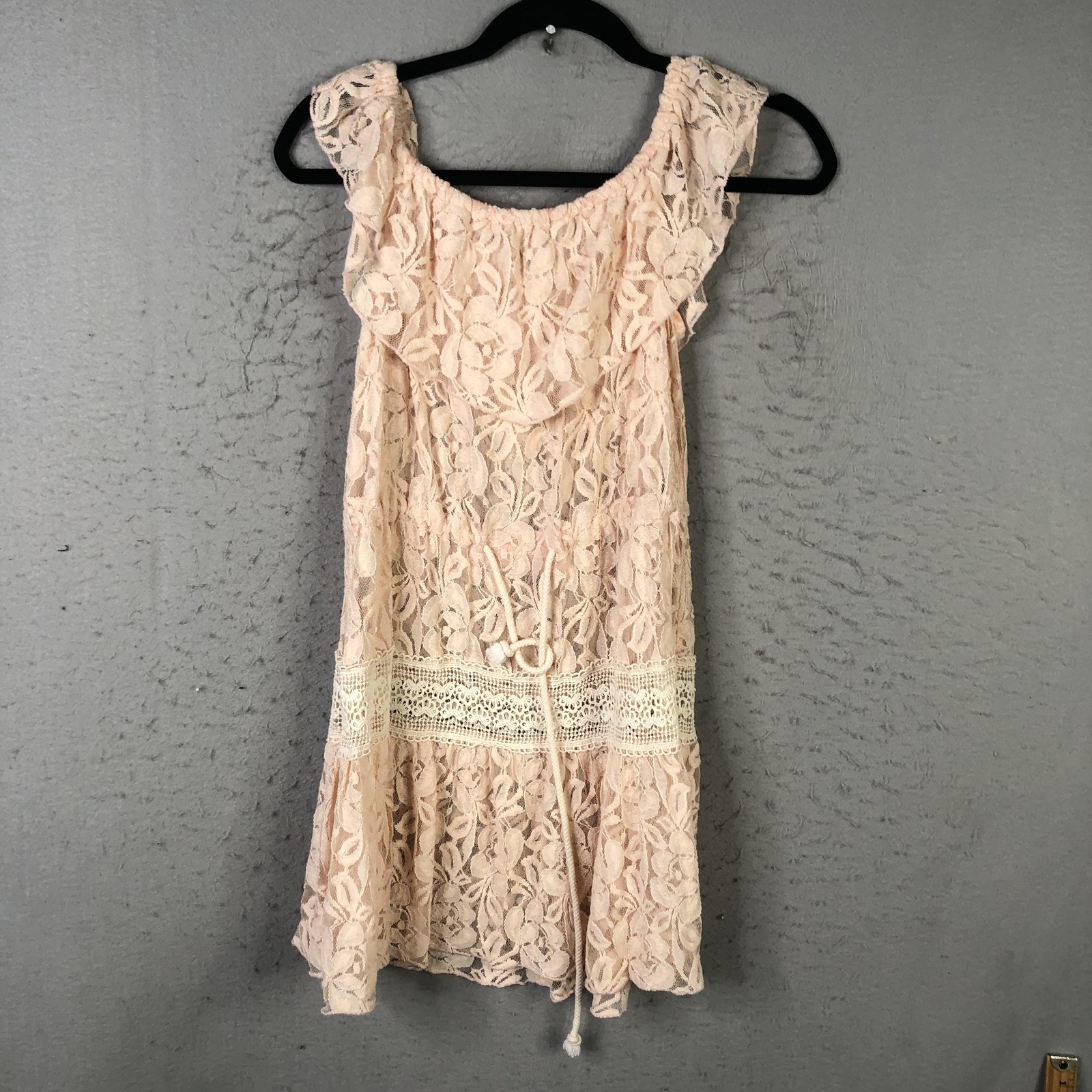 Somedays Lovin Dress Womens XS Pink Lace Floral Ruffle Mini Boho Coquette
