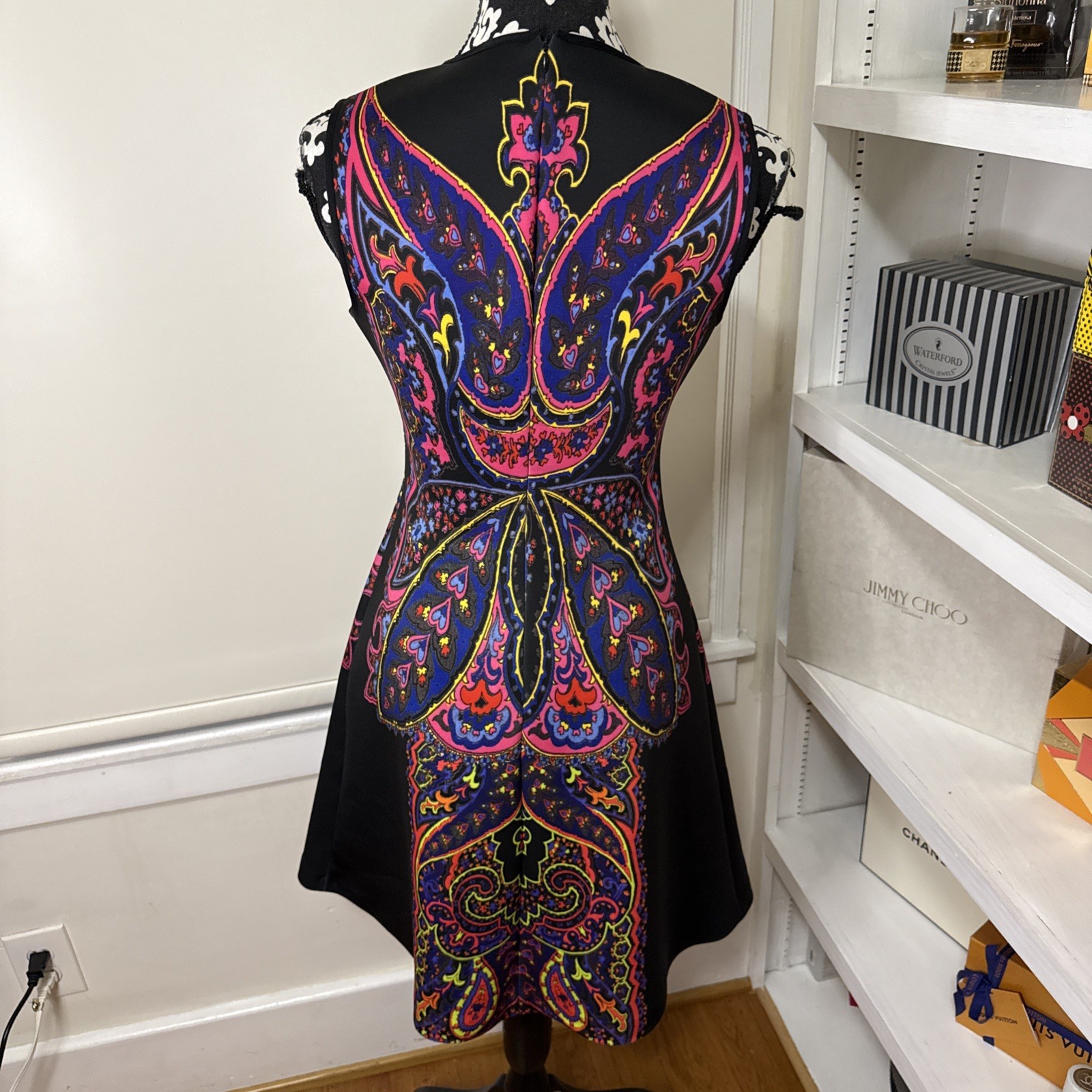 Clover Canyon $295 Womens Medium Multi Paisley Print Scuba Neoprene A Line Dress
