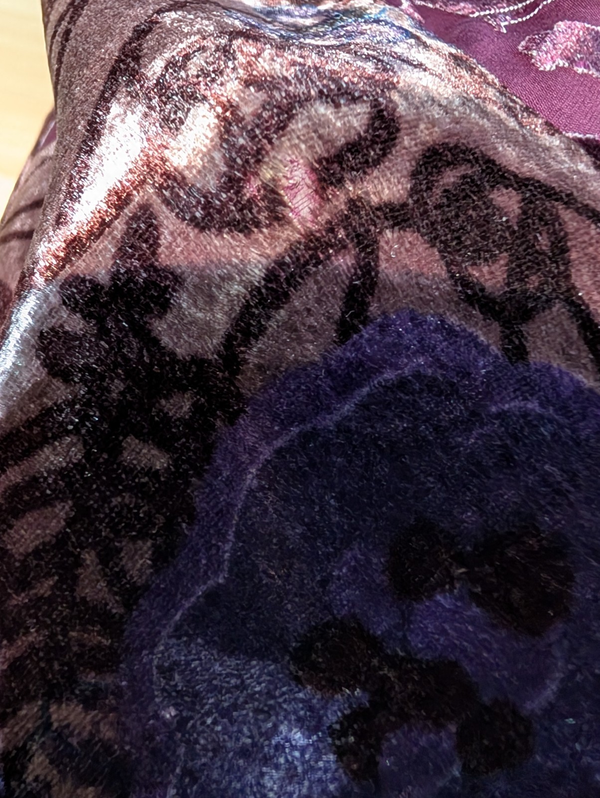 Vintage 90s Monsoon Burgundy & Purple Velvet Devore Midi Dress