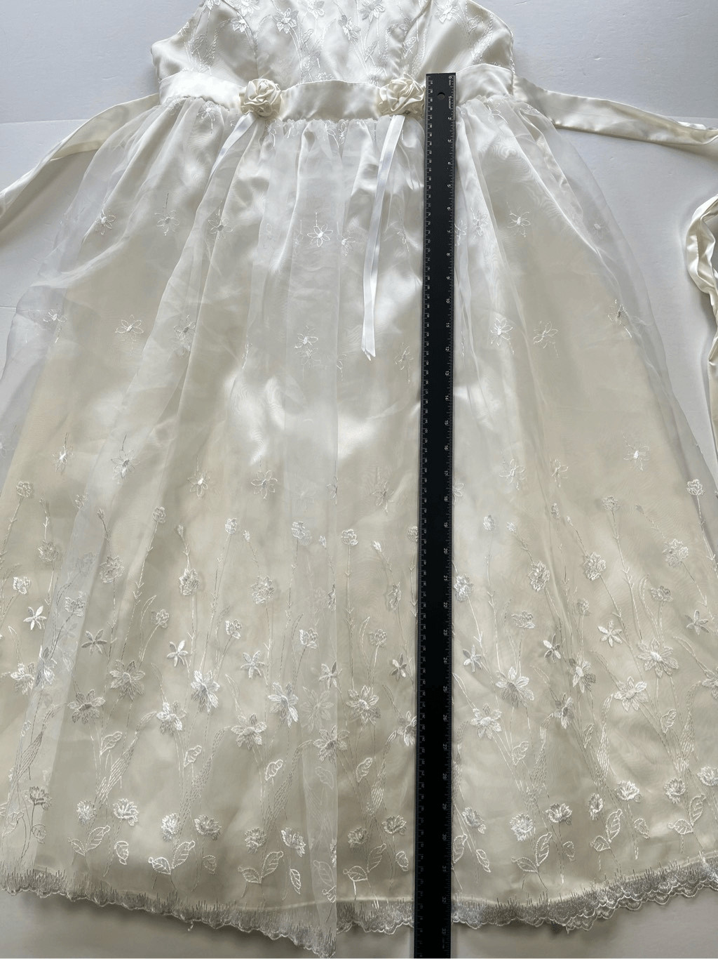 Jessica McClintock Girls Millennium 2000 Ivory Floral Formal Dress Size 16 VTG