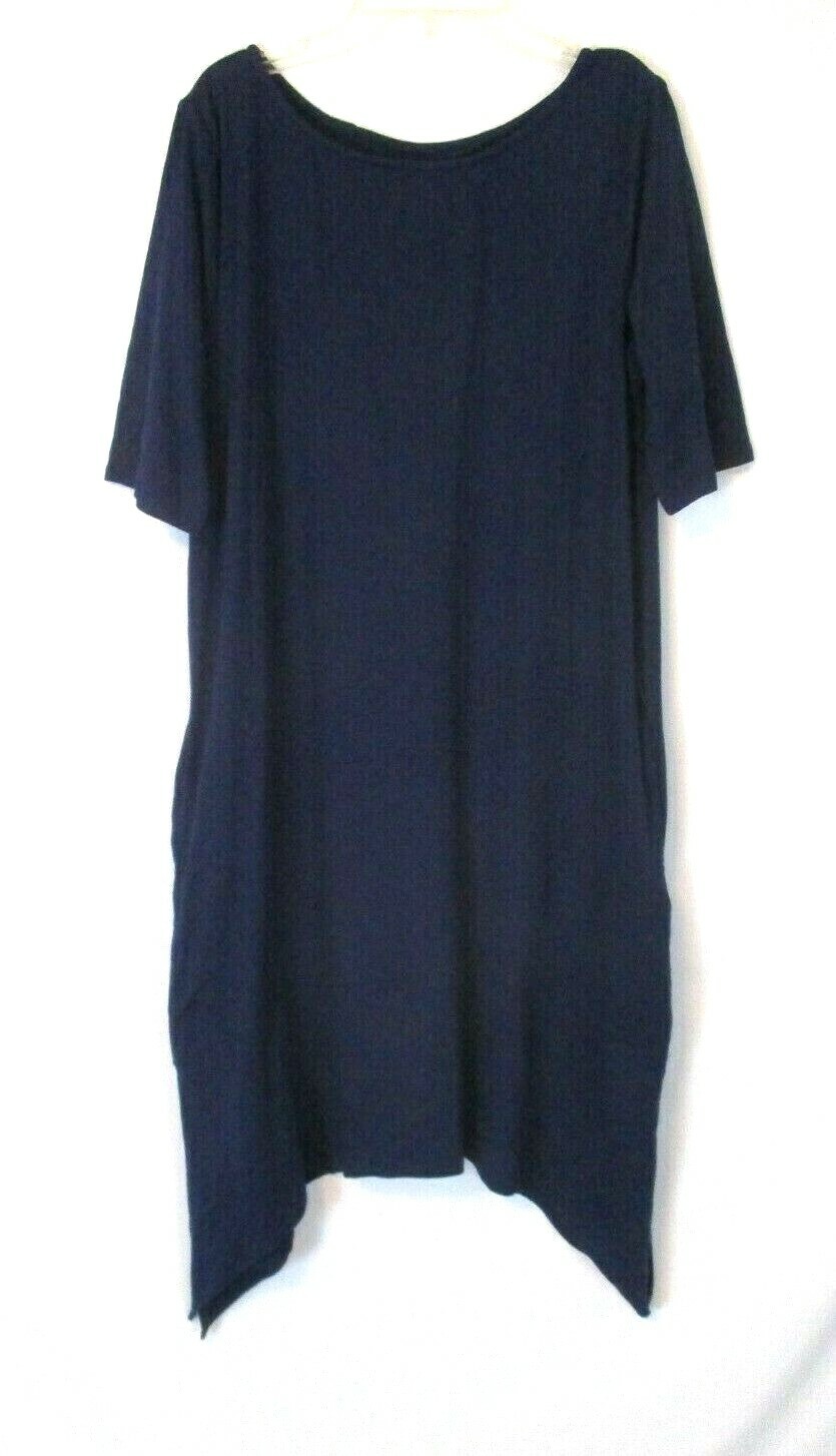 Cuddl Duds Flexwear Lounge Dress Sz PM Navy Blue Asymmetric A349599 Women CB74i
