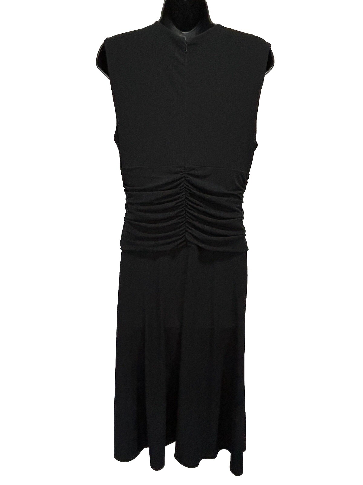 Metaphor Black Sleeveless Dress Long Rouched Waist Back Zip Size 8 Gemstones