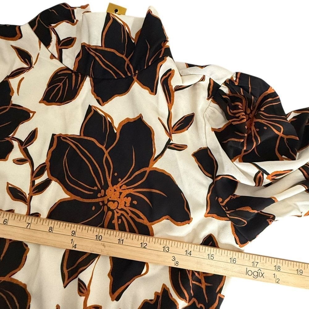 Alexia Admor Mock Neck Modest Belted Maxi Dress Brown Floral Size 6 NEW