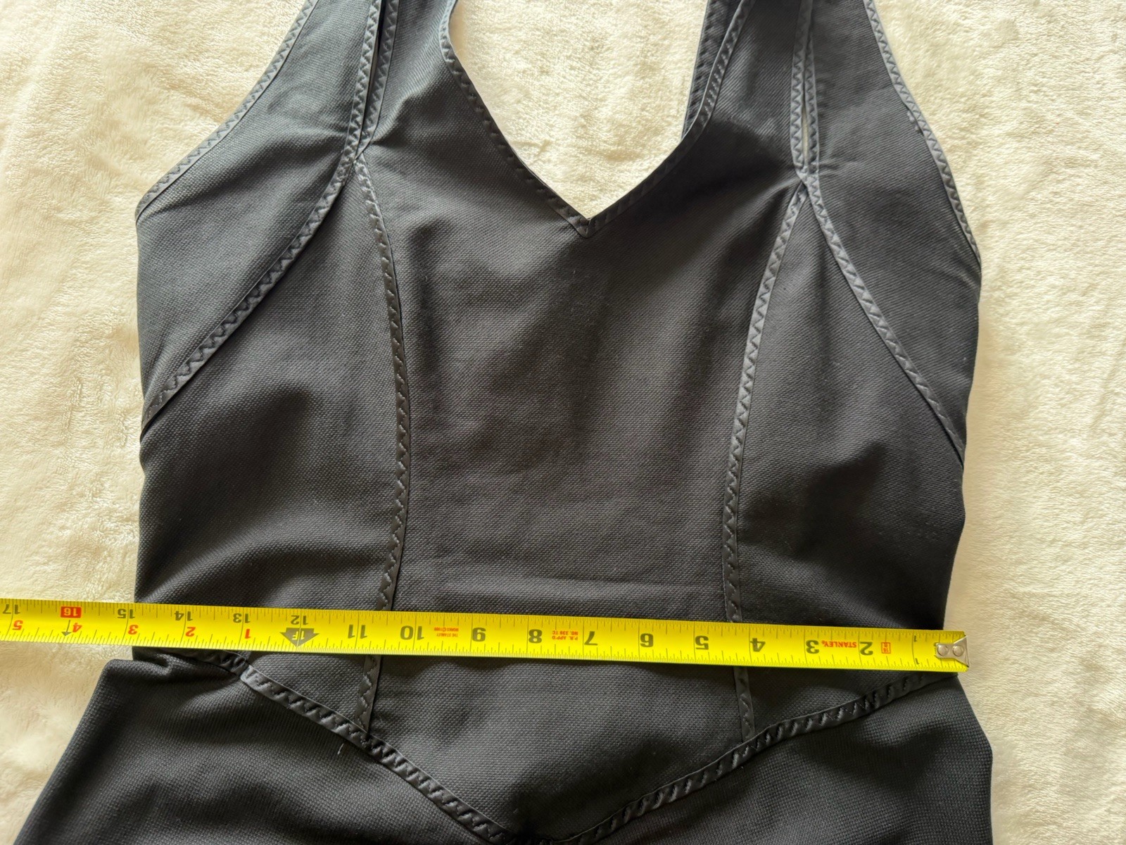 SPORTMAX Max Mara Sz US 12 Black Cotton Silk Trim Halter Pencil Midi Dress