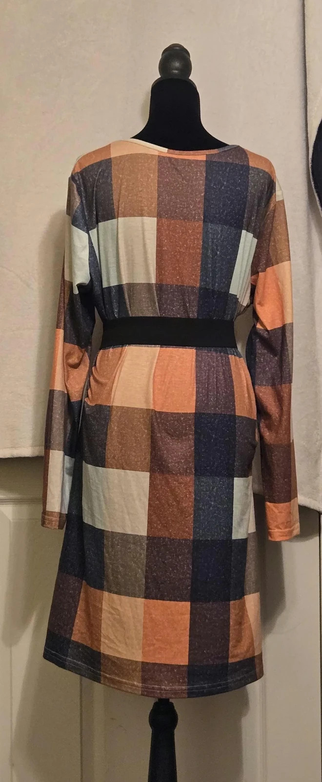 Multi-color Fall Winter Long Sleeve Sweater Dress