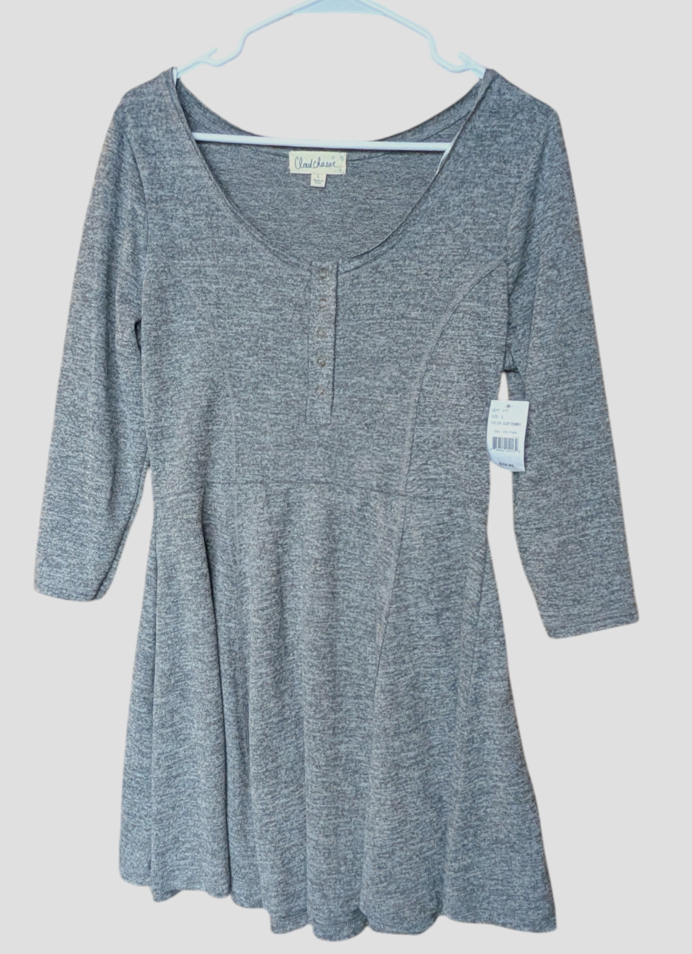 NEW Cloud Chaser Gray Sweater Mini Dress Tunic Winter Fashion Size L