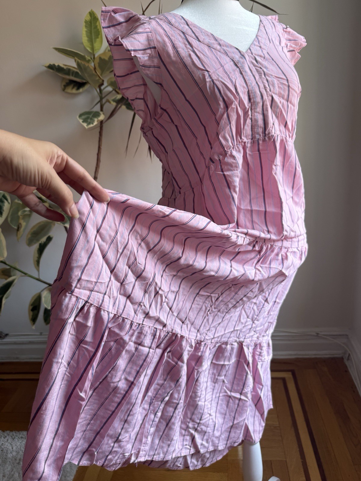 Loft Cotton Pink Dress Summer Ankle Length Size M/L
