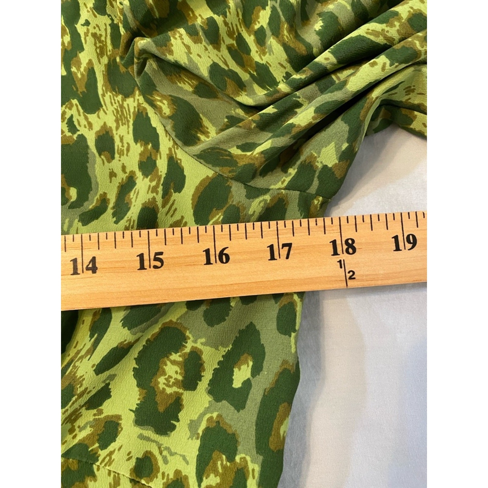 Vila Green Leopard Print Long Sleeve Empire Waist Dress Small