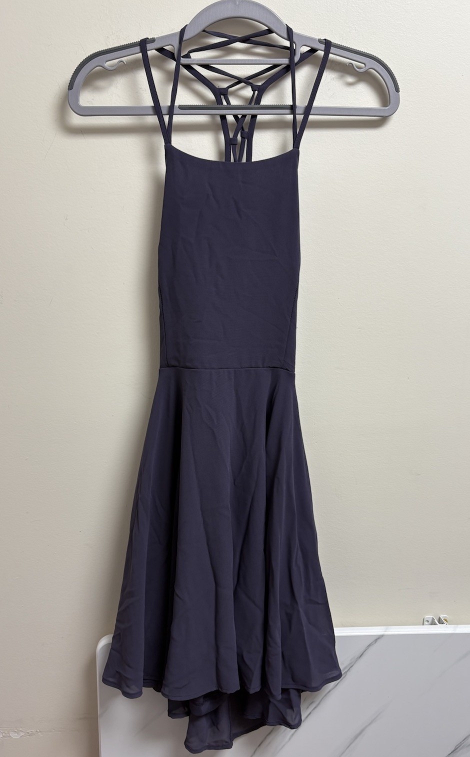 Lulus Purple Fit and Flare Mini Dress Strappy Lace Up Back Size Small