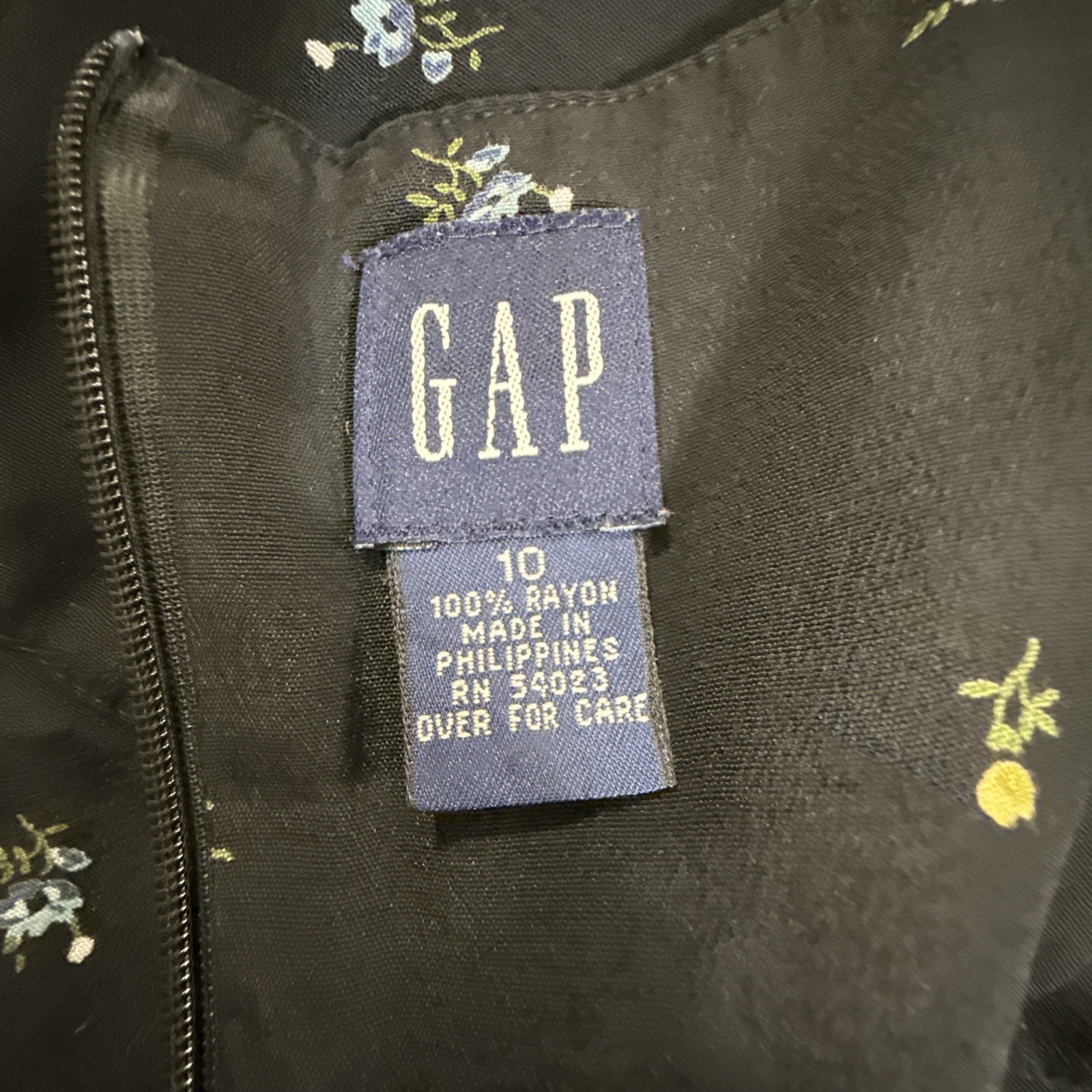 GAP Slip dress spaghetti strap sun Dress Black Small Flower Y2K cami cut Size 10