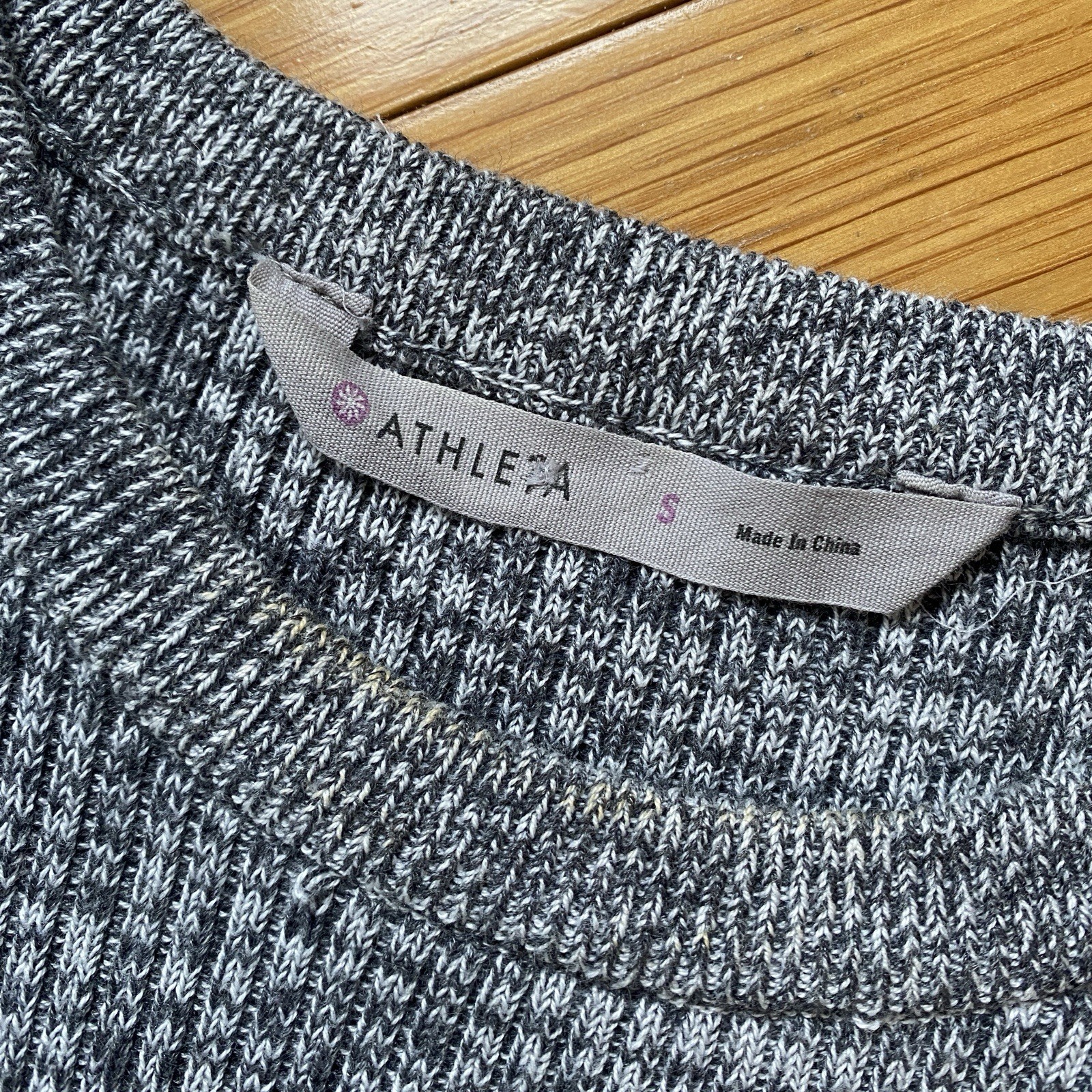 Athleta Gray Space Dye Long Sleeve Knit Sweater Dress A-Line Crew Neck Small