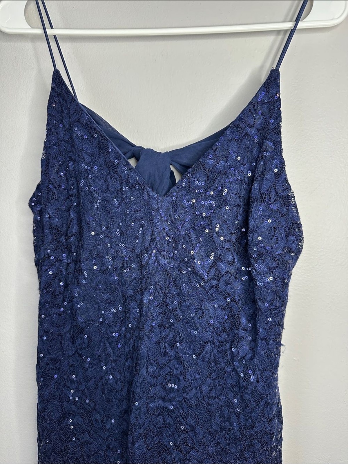 Crystal Doll Navy Sequin Lace Slip Dress size 13 NWT