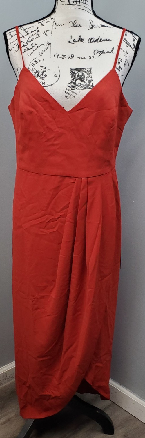 Lulus Long Maxi Dress Women’s XL Red Pleated Spaghetti Strap High Low Back Zip