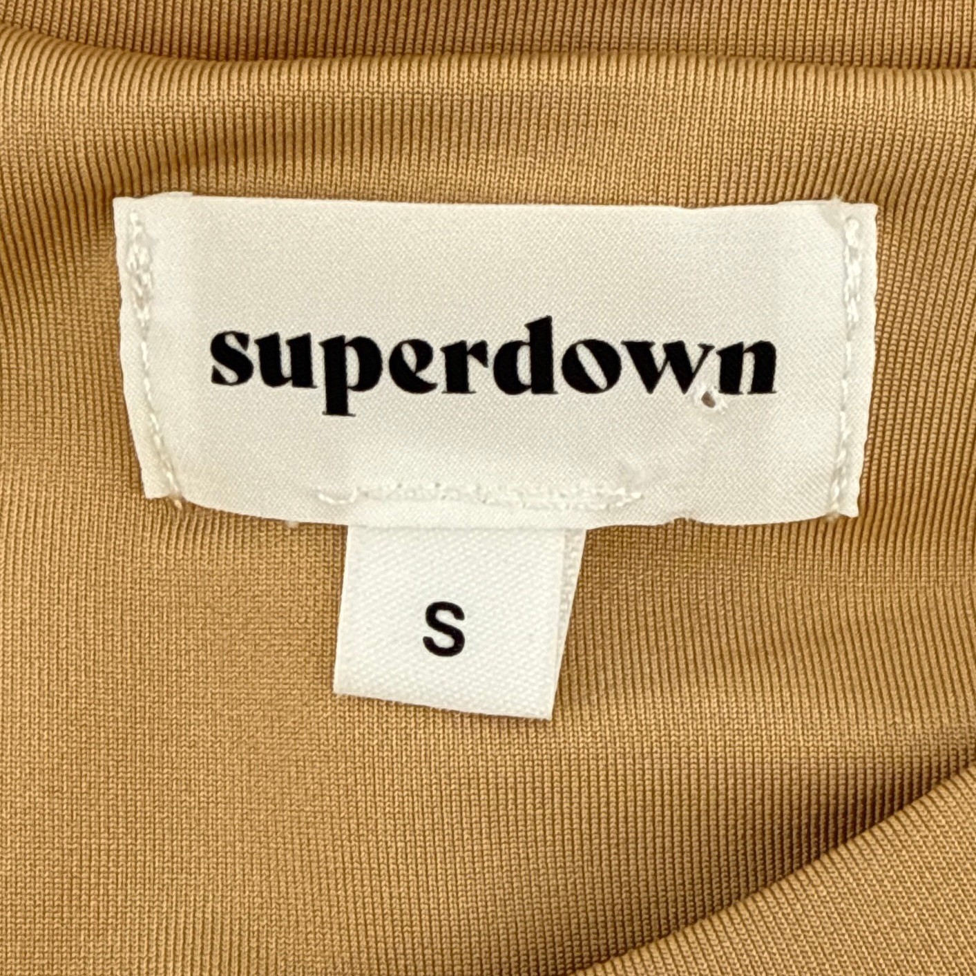 Superdown Cory Ruched Side Mini Dress Tan Nude Sleeveless Revolve Size S EUC