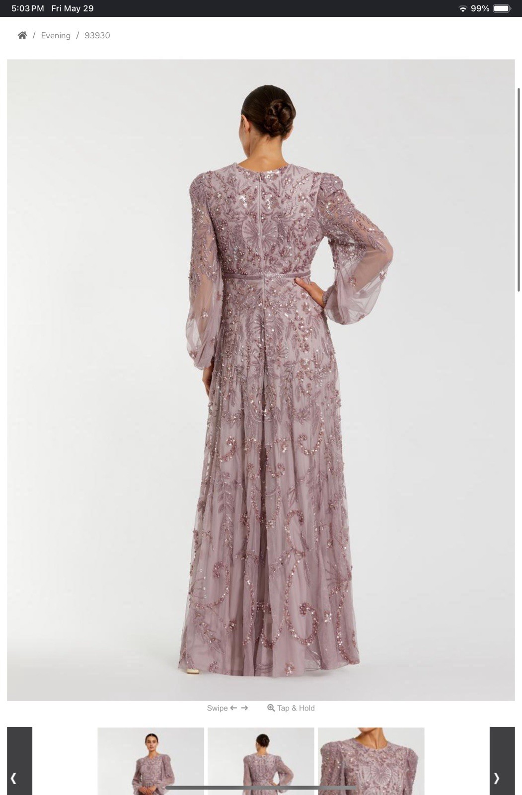 MAC DUGGAL 93930 Purple Puff Sleeve Embellished A Line Gown Dress Size 14