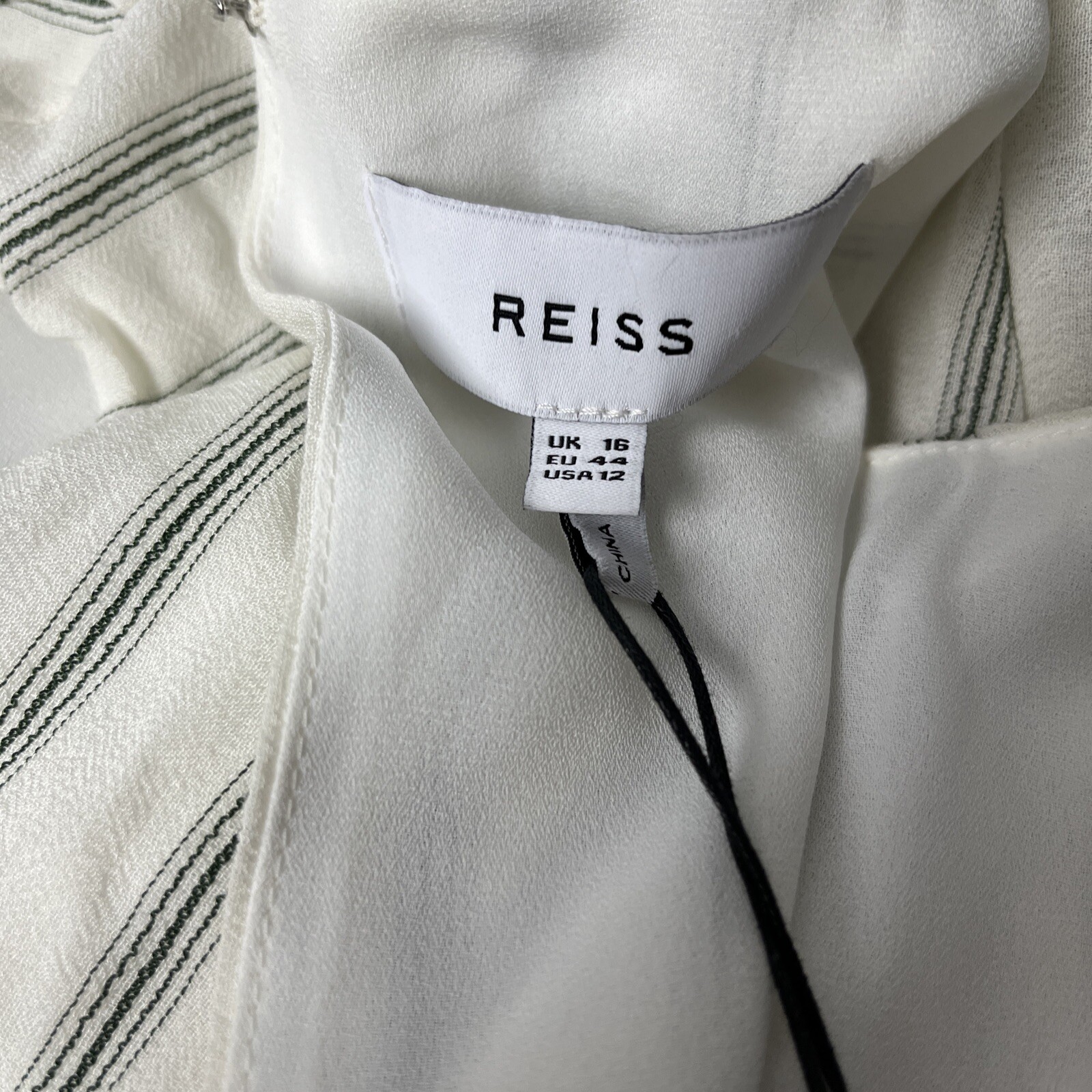 NWT Reiss Sofia Mini Dress White Gray Stripe Size 12