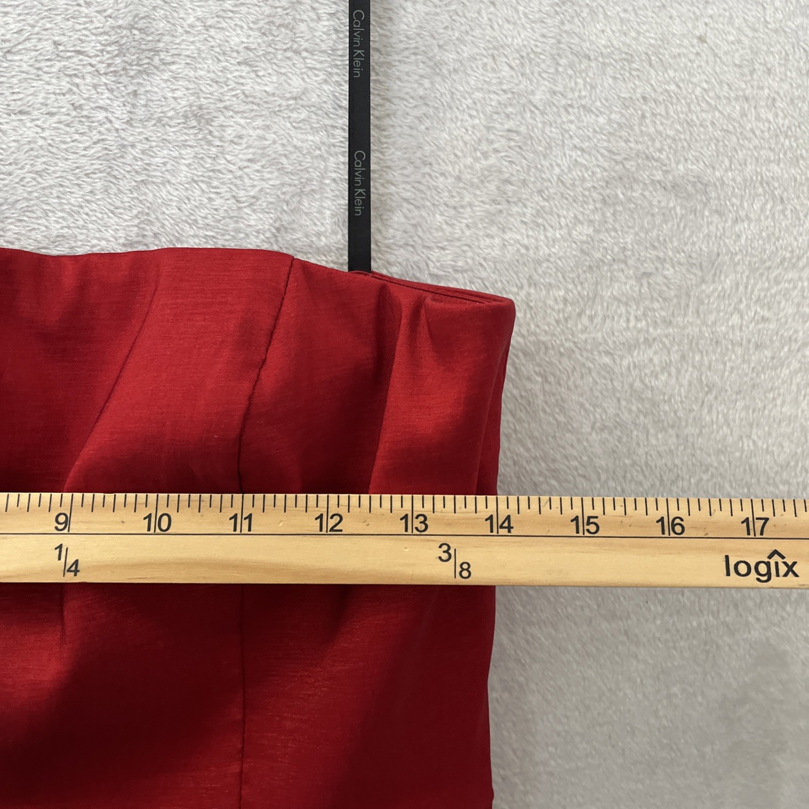 Calvin Klein Womans Mini Dress Red Solid 4 Polyester Blend Tube Top Zip