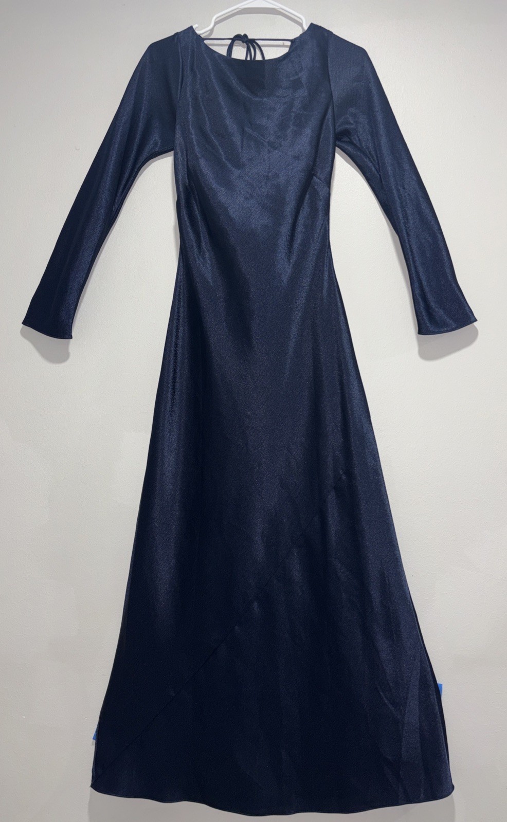 Abercrombie & Fitch Long-sleeve Cowl Back Slip Maxi Dress Women’s Size S Navy