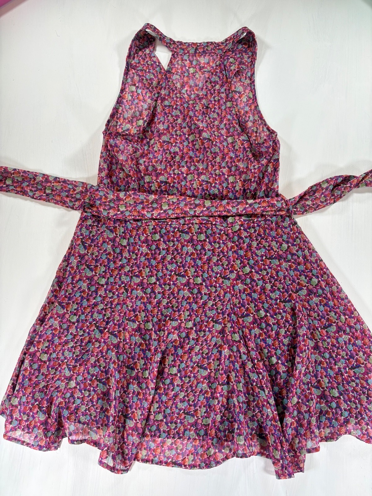 Zara Multicolor Floral Halter Button Front Dress Size XS