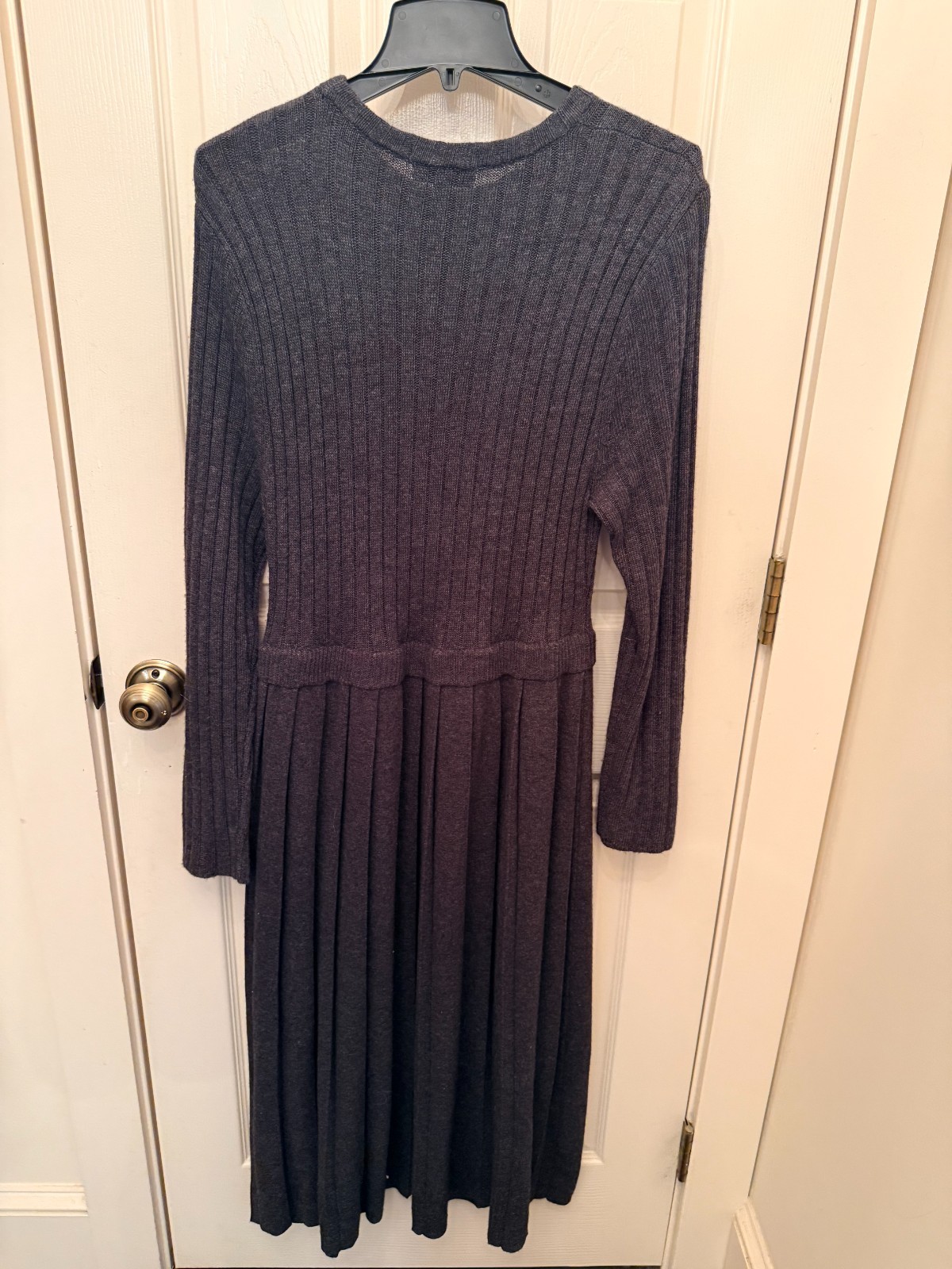 J.Crew Extra-Soft Wool Blend Knit Sweater Dress Charcoal Grey XL Long Sleeve EUC