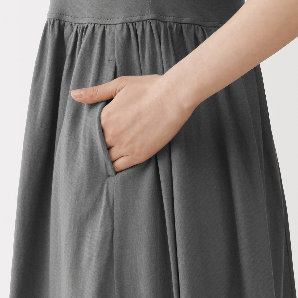 MUJI Womens 100% Cotton High-Twist Sleeveless Dress Smoky Blue FedEx