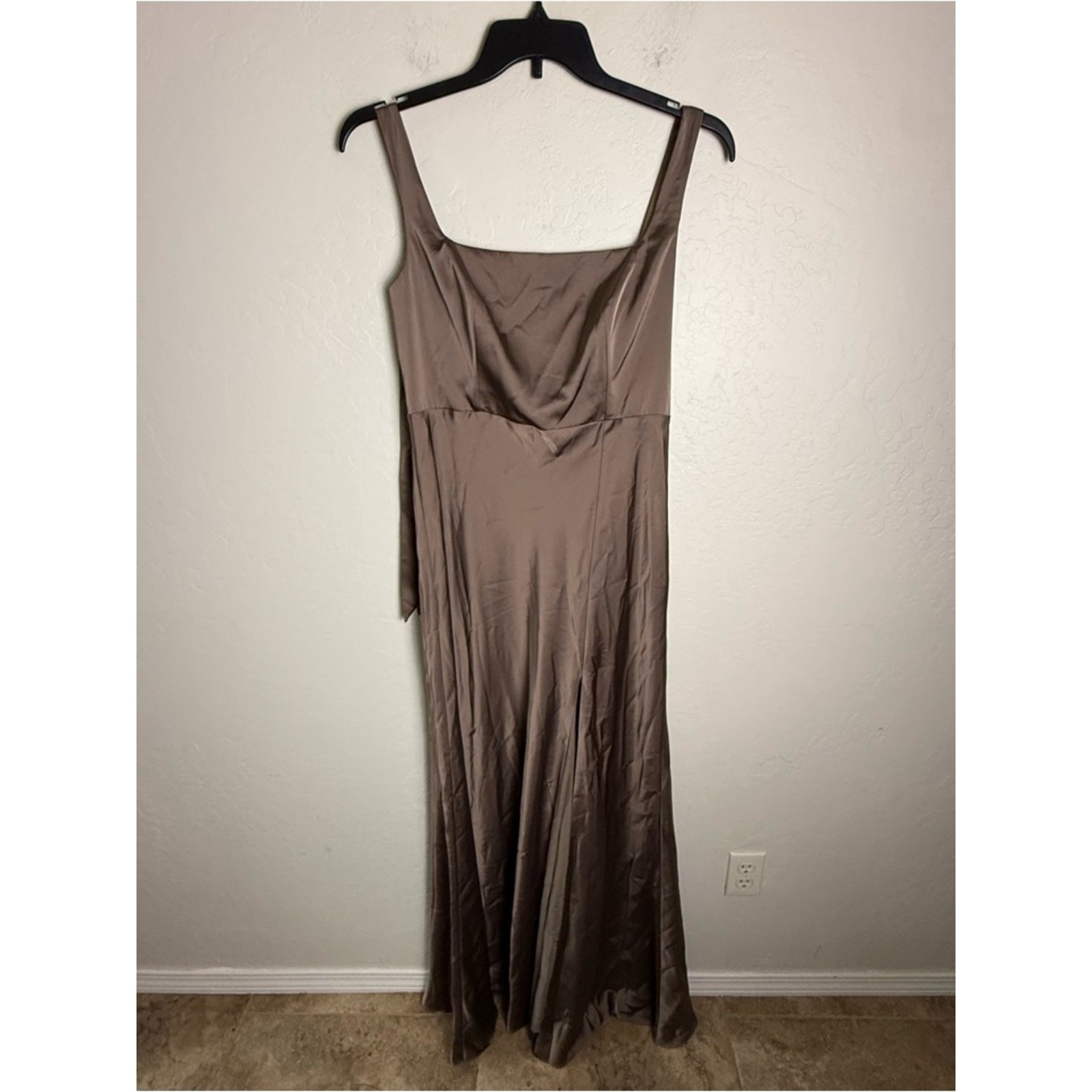 Birdy Grey Alex Dress Matte Satin Mocha Brown Large NWT