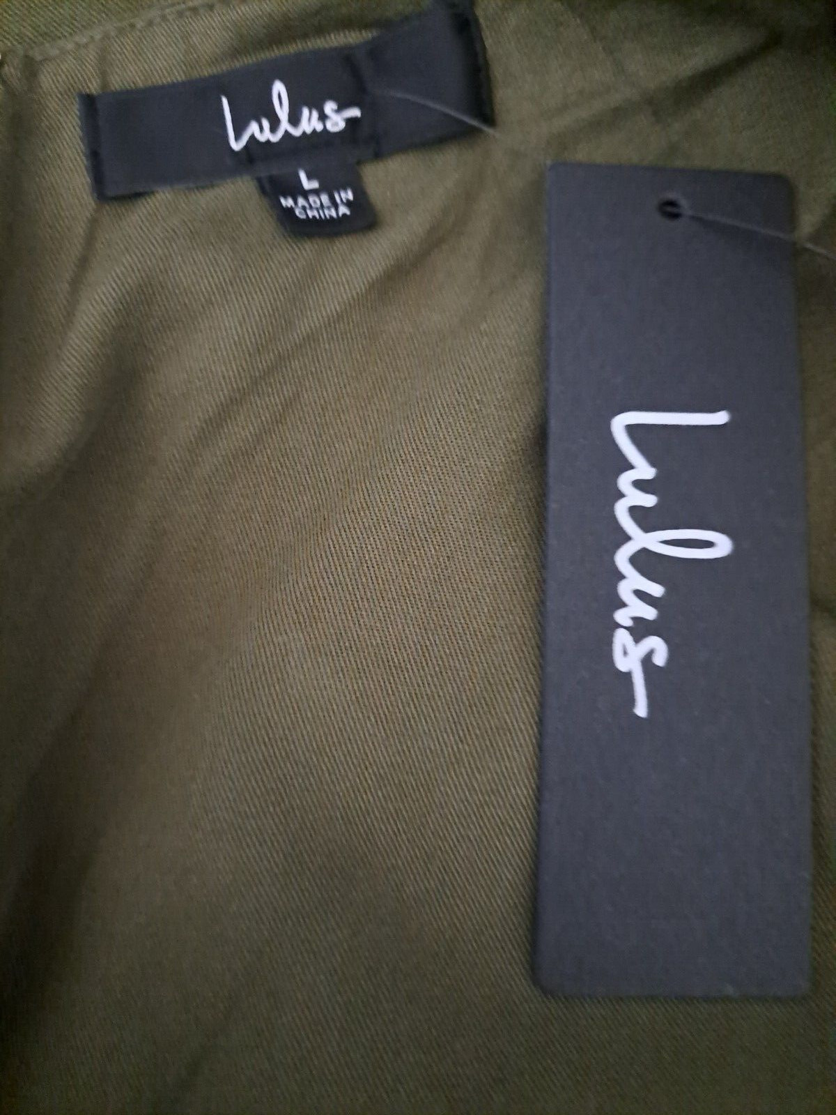 Lulus Womens Dress L Confident Aesthetic Olive Green Backless Tie Back Midi Boho