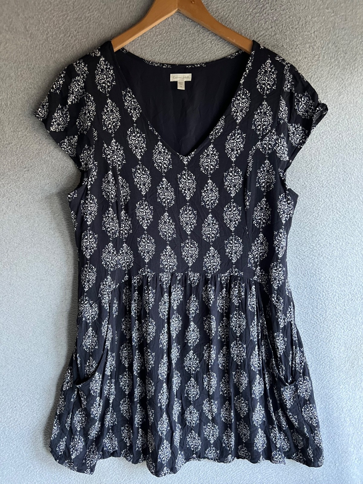 Garnet Hill Dress Womens 16 Ikat Pattern Boho Hippie Flowy Cottagecore Sheath