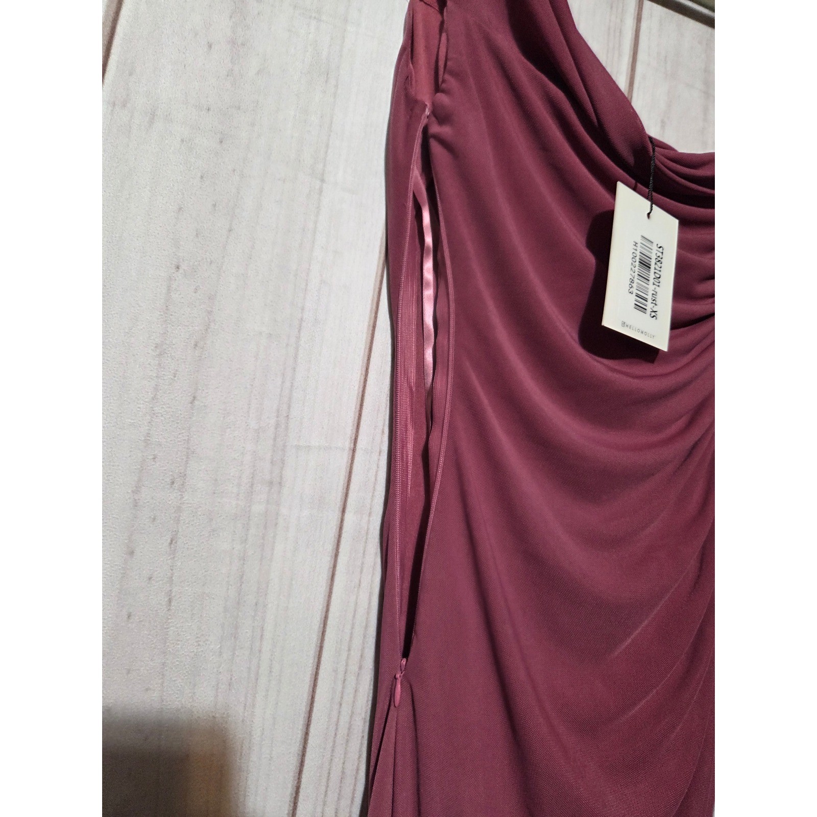 Hello Molly Rust One Shoulder Ruched Ruffle Handkerchief Hem Midi Dress XS US 2