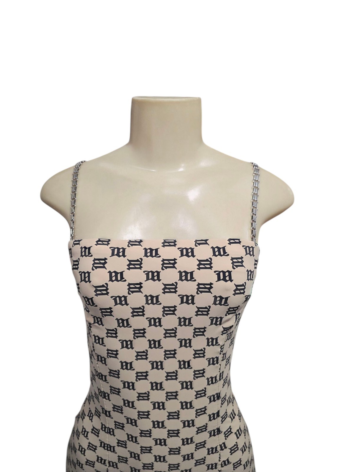 MISBHV Beige & Black Logo Monogram Mini Dress XS